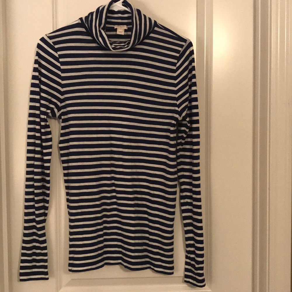 Sale! J Crew Blue/White Tissue Turtleneck